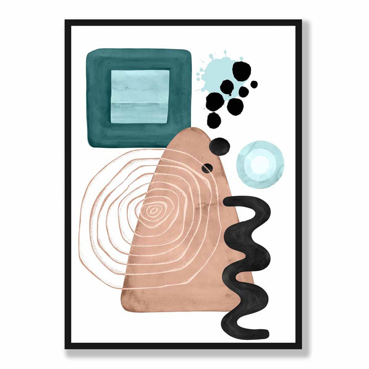Abstract Aqua Blue and Beige Wall Art Poster No. 6 | Bowlift