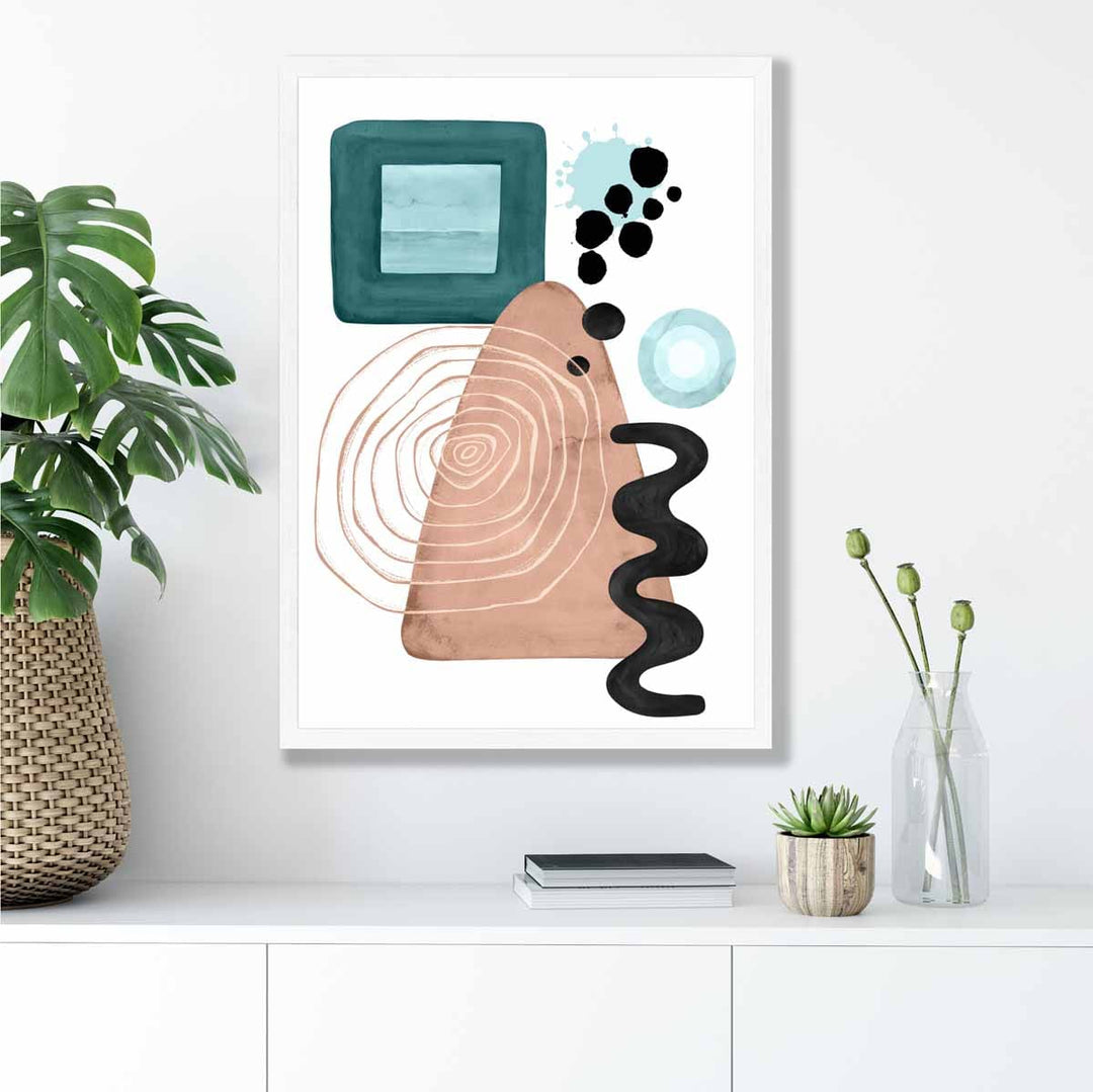 Abstract Aqua Blue and Beige Wall Art Poster No. 6 | Bowlift