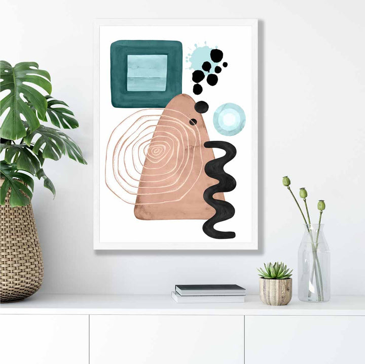 Abstract Aqua Blue and Beige Wall Art Poster No. 6 | Bowlift