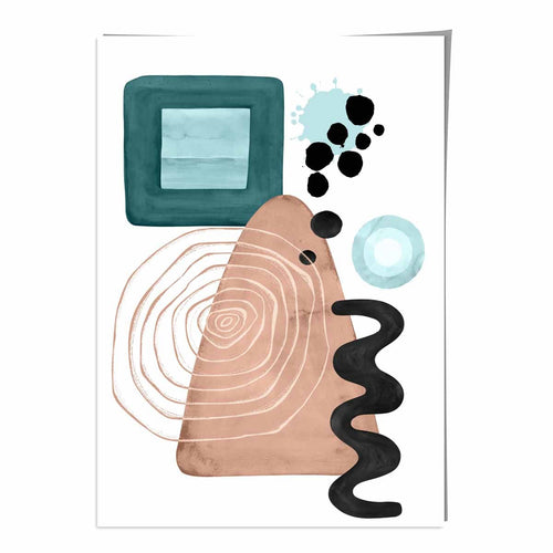 Abstract Aqua Blue and Beige Wall Art Poster No. 6 | Bowlift