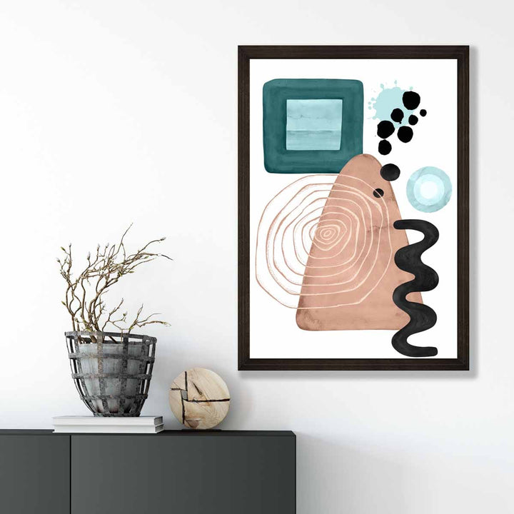 Abstract Aqua Blue and Beige Wall Art Poster No. 6 | Bowlift