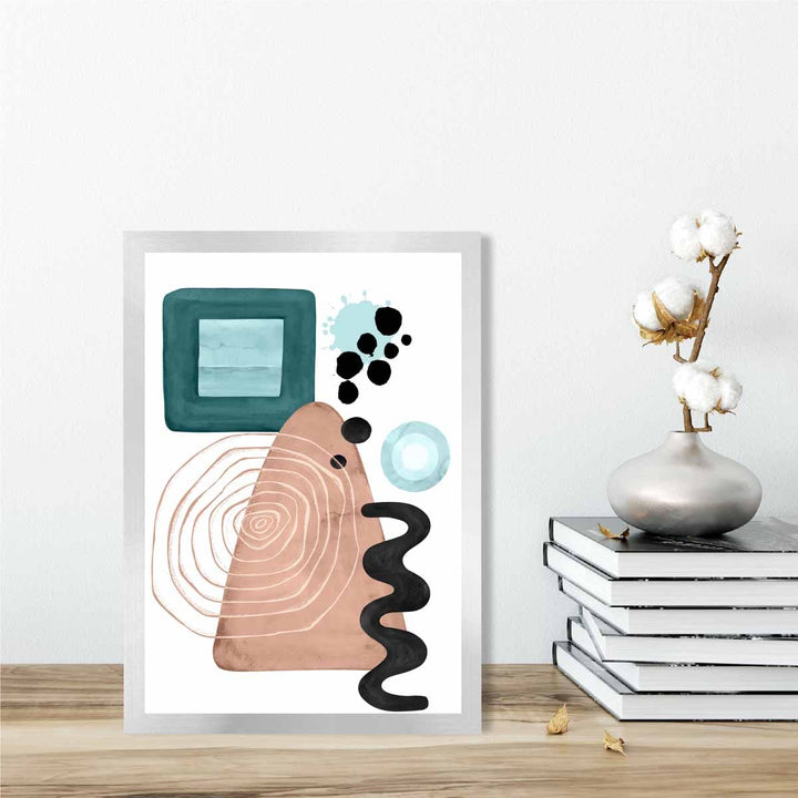 Abstract Aqua Blue and Beige Wall Art Poster No. 6 | Bowlift