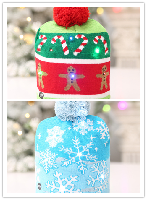 BowLift | Christmas Decoration Knitted LED Light Cap Christmas Tree Snowman Adult Child Hat