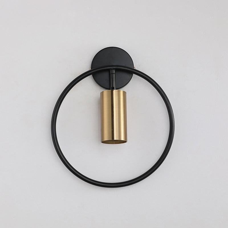 BowLift | Metallic Cylindrical Wall Mount Light Postmodern 1 Head Wall Lamp with Halo Ring for Nightstand