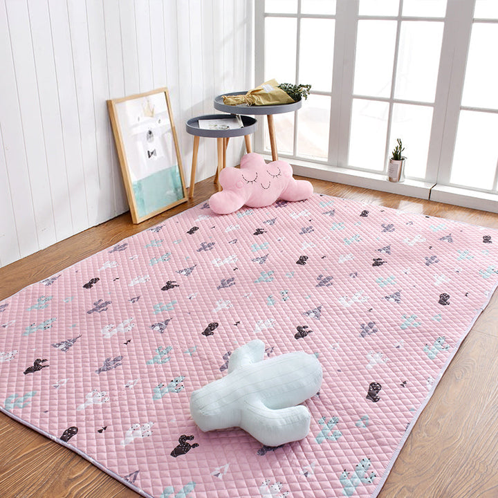BowLift | Aesthetics Botanic Carpet Multi-Color Nordic Carpet Cotton Machine Wash Padded Quilt Carpet