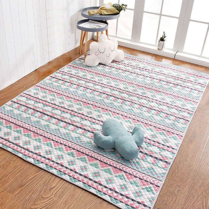 BowLift | Aesthetics Botanic Carpet Multi-Color Nordic Carpet Cotton Machine Wash Padded Quilt Carpet