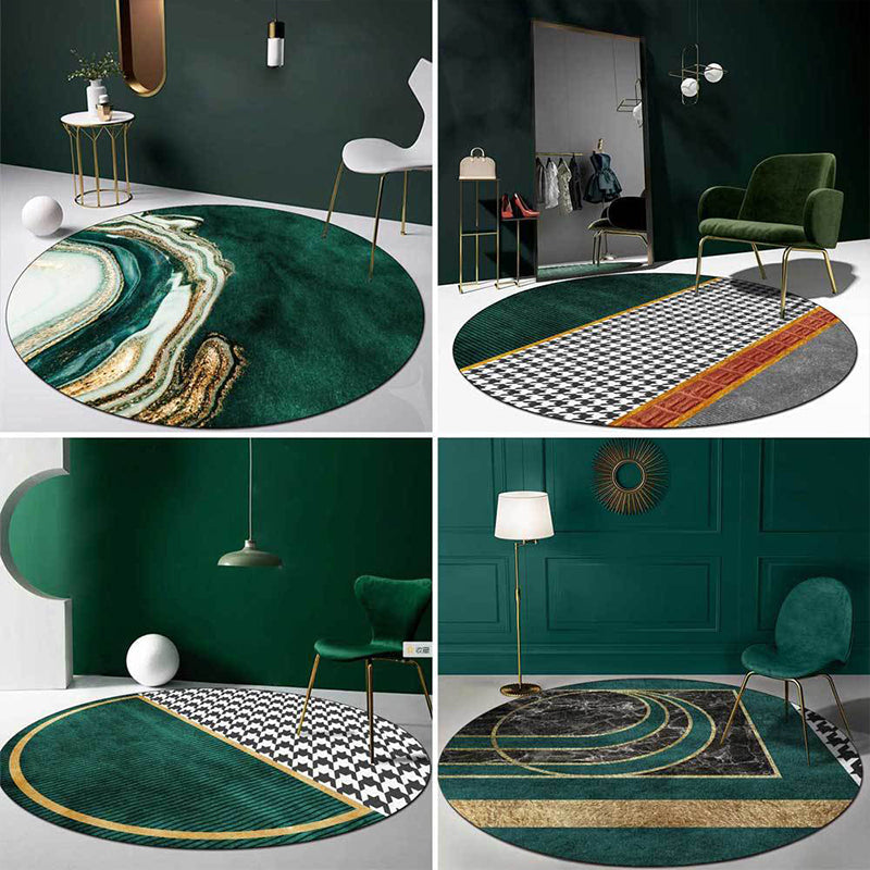 BowLift | Glam Mid-Century Rug Multicolor Marble Look Rug Pet Friendly Stain Resistant Non-Slip Back Rug for Living Room