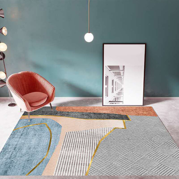 BowLift | Multicolor Living Room Carpet Mid-Century Geometric Carpet Polyester Washable Non-Slip Pet-Friendly Carpet