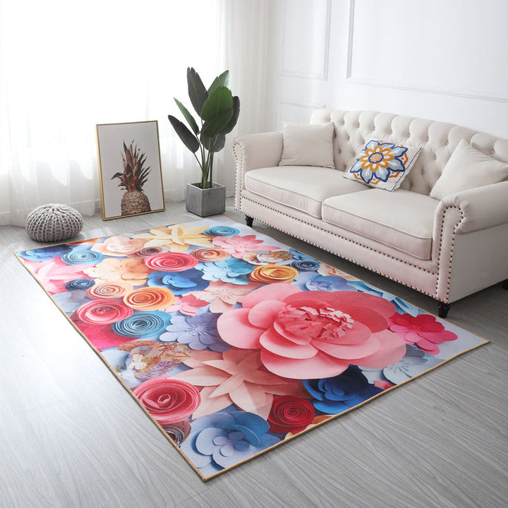 BowLift | Multi Color Geometric Floral Carpet Cotton Mid-Century Modern Carpet Pet Friendly Anti-Slip Carpet for Room