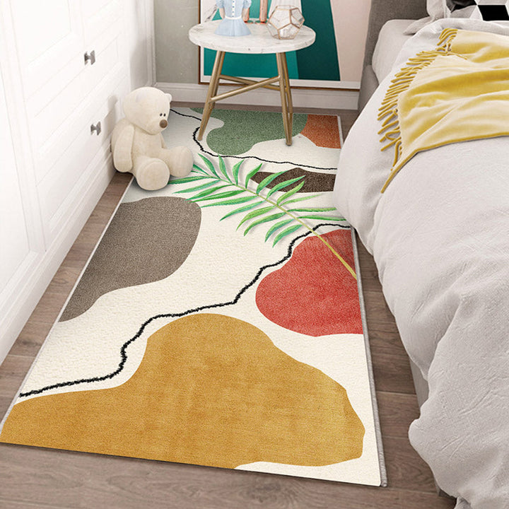 BowLift | Nordic Botanic Color Block Carpet Multicolor Polypropylene Carpet Machine Washable Non-slip Stain Resistant Area Rug for Bedroom