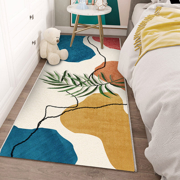 BowLift | Nordic Botanic Color Block Carpet Multicolor Polypropylene Carpet Machine Washable Non-slip Stain Resistant Area Rug for Bedroom
