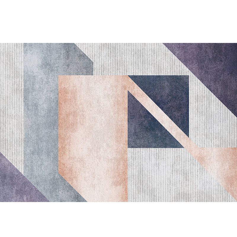 BowLift | Mid-Century Living Room Rug Multicolored Architecture Color Block Rug Polyester Pet Friendly Non-Slip Washable Indoor Rug