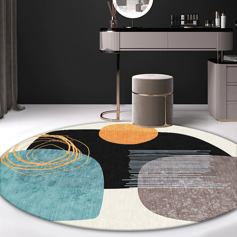 BowLift | Mid Century Color-Blocking Area Rug Multicolored Synthetic Rug Non-Slip Back Machine Washable Pet Friendly Carpet for Home Decoration
