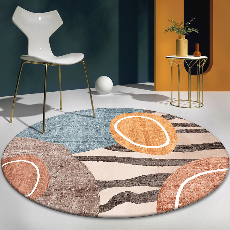 BowLift | Mid Century Color-Blocking Area Rug Multicolored Synthetic Rug Non-Slip Back Machine Washable Pet Friendly Carpet for Home Decoration