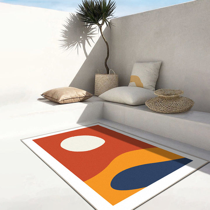 BowLift | Natural Abstract Color Block Rug Multicolor Nordic Carpet Polyester Pet Friendly Stain Resistant Non Slip Rug for Home