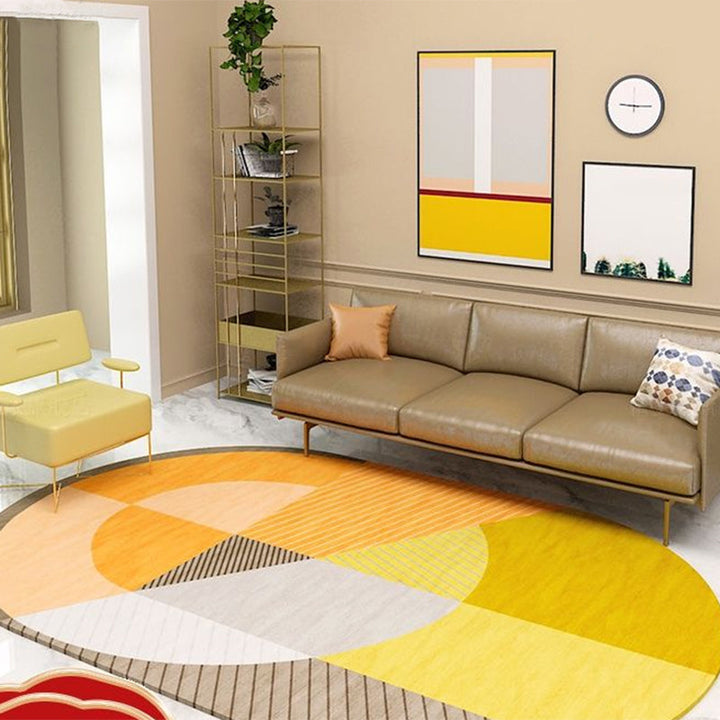 BowLift | Multicolor Nordic Rug Polypropylene Color Block with Line Background Pet-Friendly Non-Slip Machine Washable Rug for Home