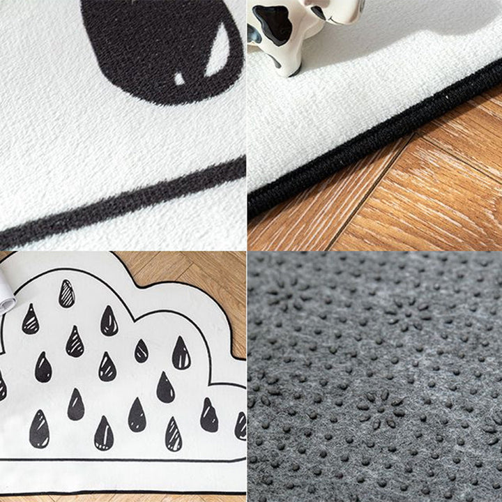 BowLift | Novelty Children Area Rug Multicolor Raindrop Cloud Shape Rug Non-Slip Backing Washable Pet-Friendly Rug for Bedroom