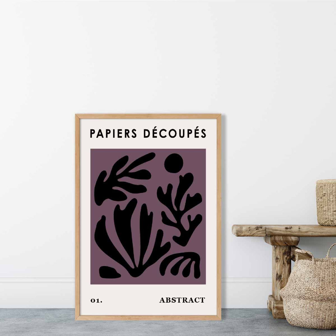 Abstract Floral Poster in Dark Purple and Black No. 1 | Bowlift