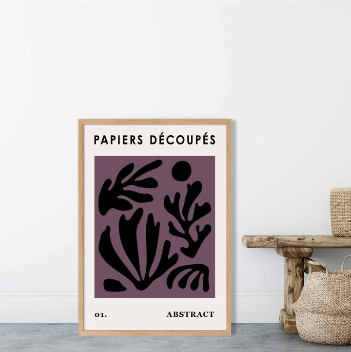 Abstract Floral Poster in Dark Purple and Black No. 1 | Bowlift
