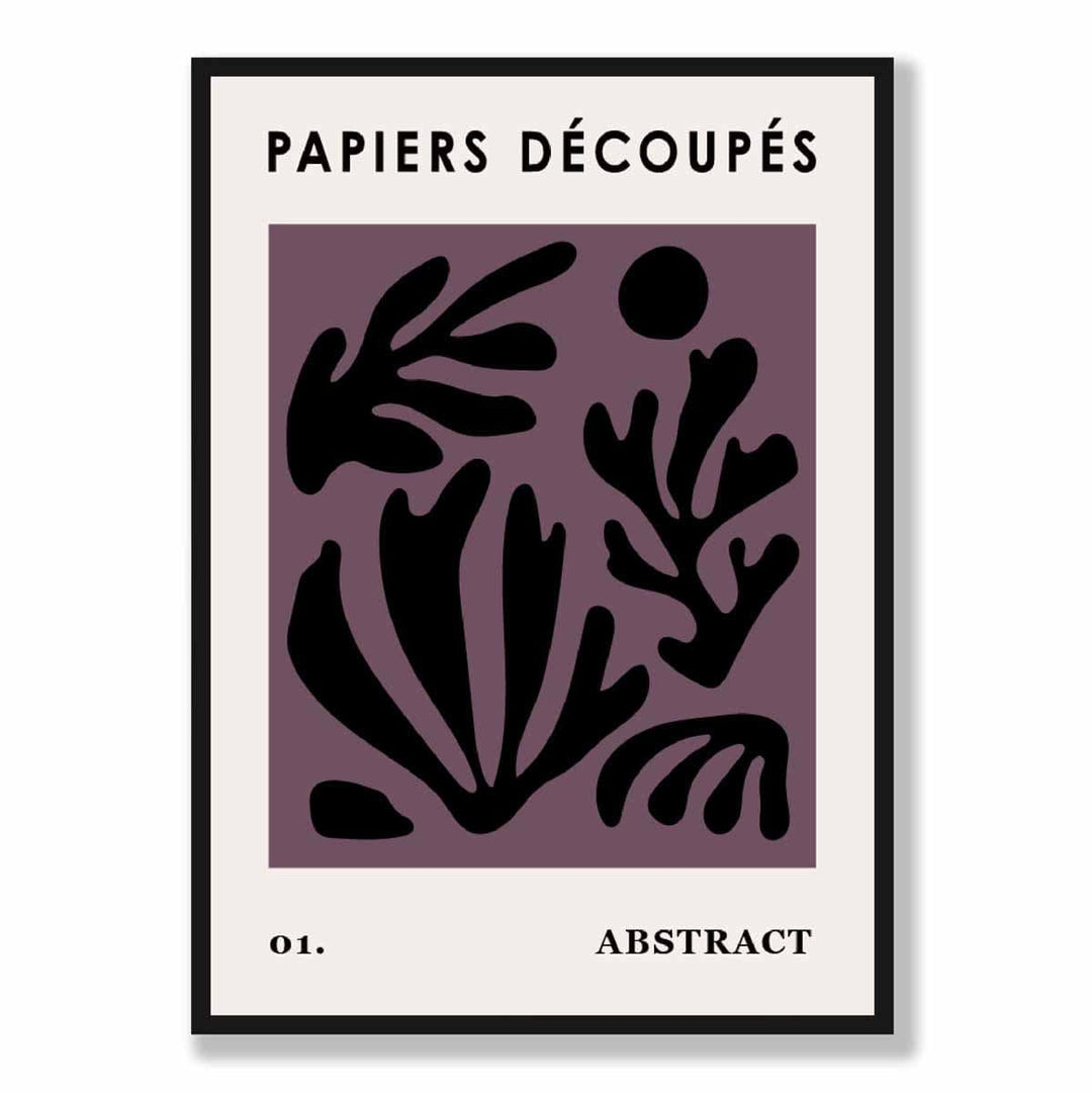 Abstract Floral Poster in Dark Purple and Black No. 1 | Bowlift