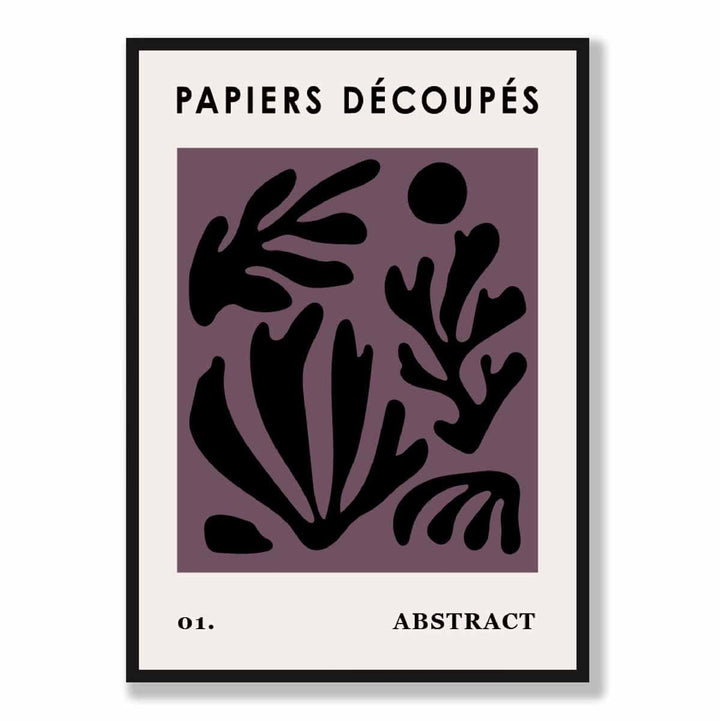Abstract Floral Poster in Dark Purple and Black No. 1 | Bowlift