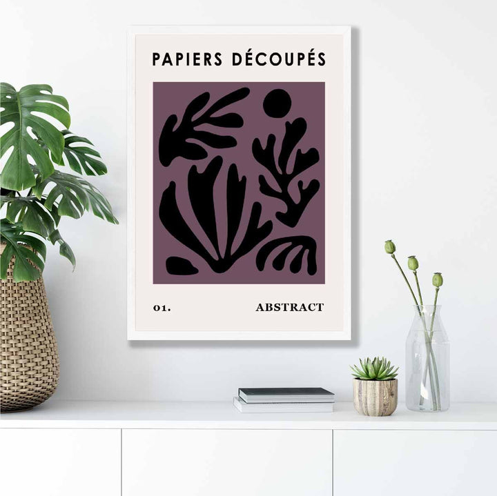 Abstract Floral Poster in Dark Purple and Black No. 1 | Bowlift
