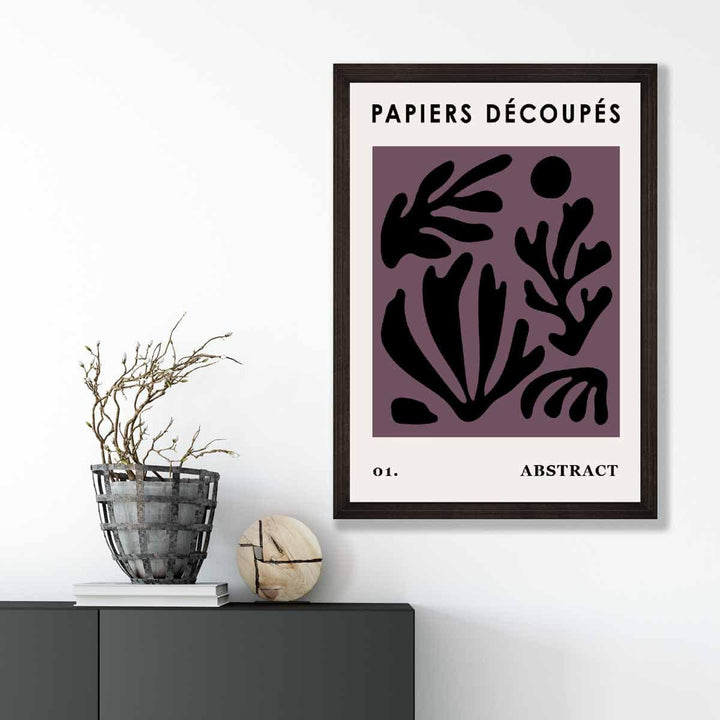 Abstract Floral Poster in Dark Purple and Black No. 1 | Bowlift