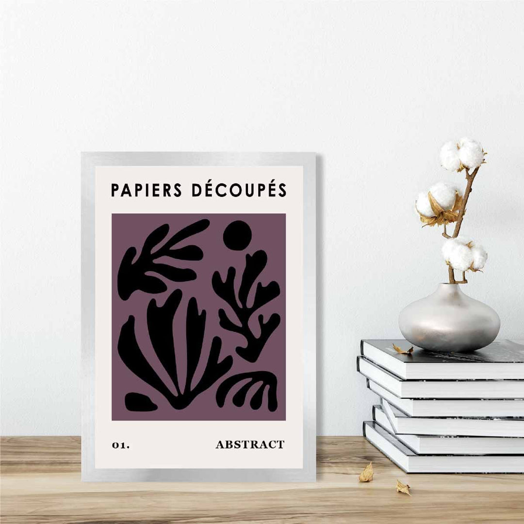 Abstract Floral Poster in Dark Purple and Black No. 1 | Bowlift