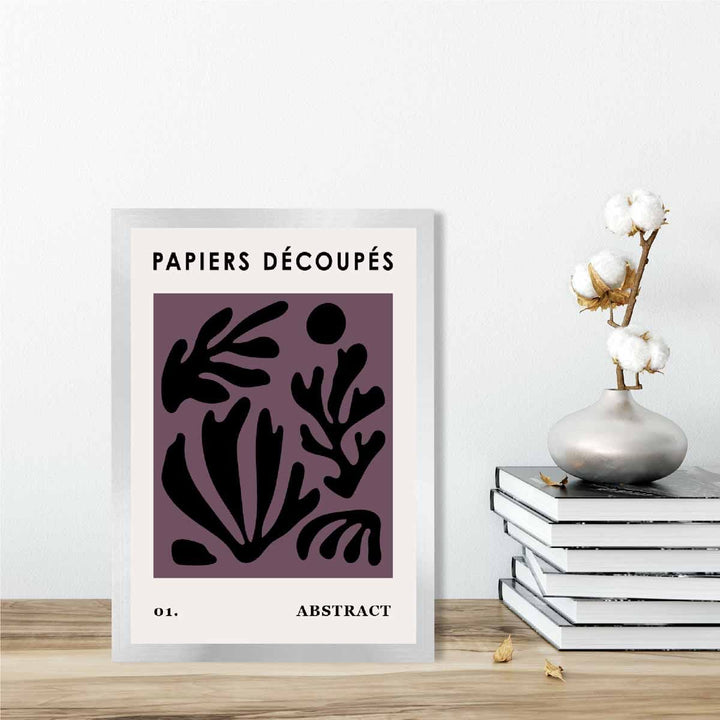 Abstract Floral Poster in Dark Purple and Black No. 1 | Bowlift