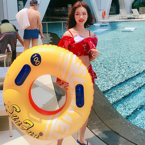Unisex Inflatable Swimming Ring with Practical Handles Bowlift