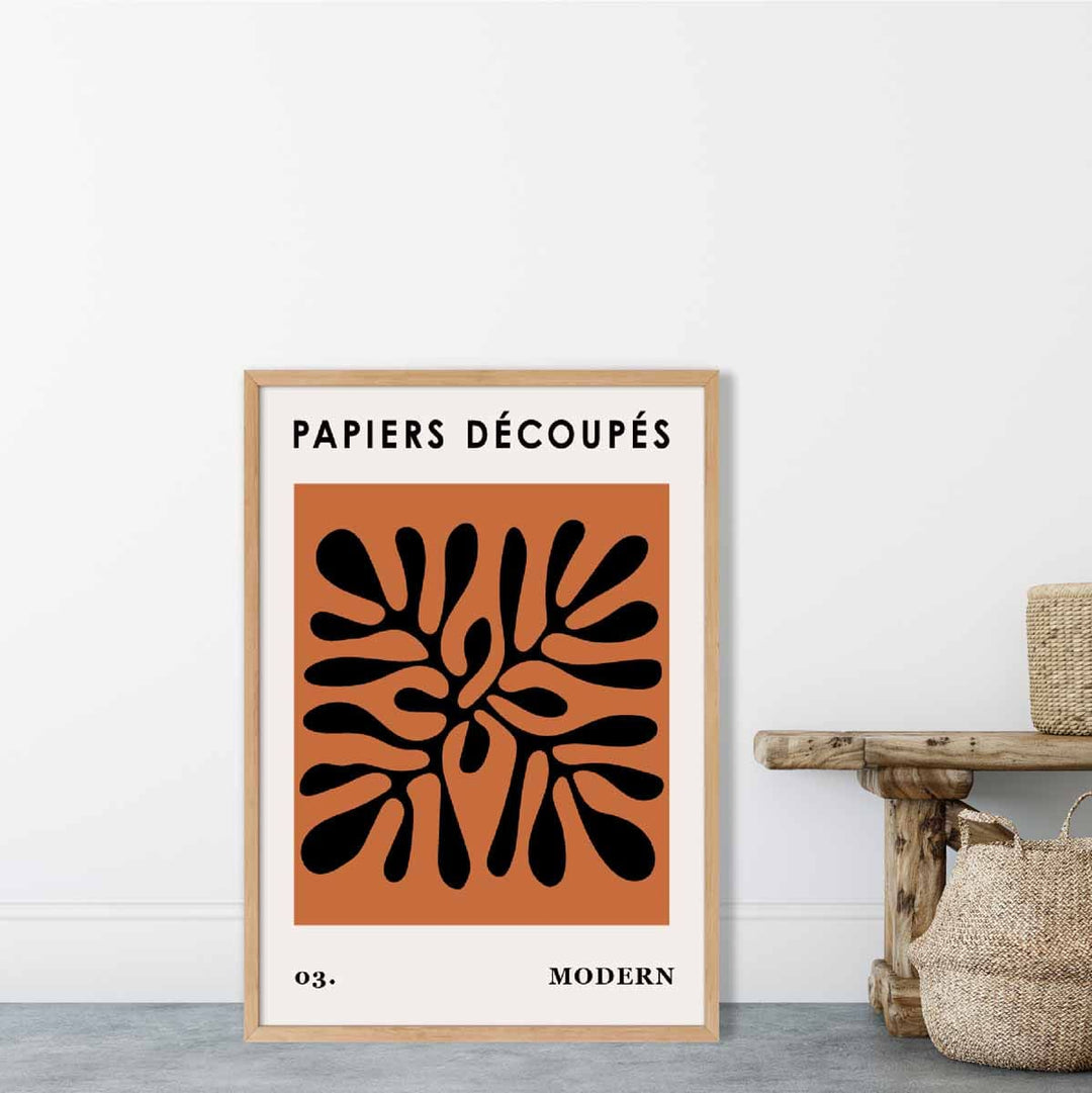 Abstract Floral Poster in Dark Orange and Black No. 3 | Bowlift