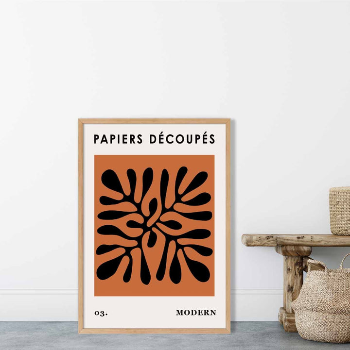 Abstract Floral Poster in Dark Orange and Black No. 3 | Bowlift