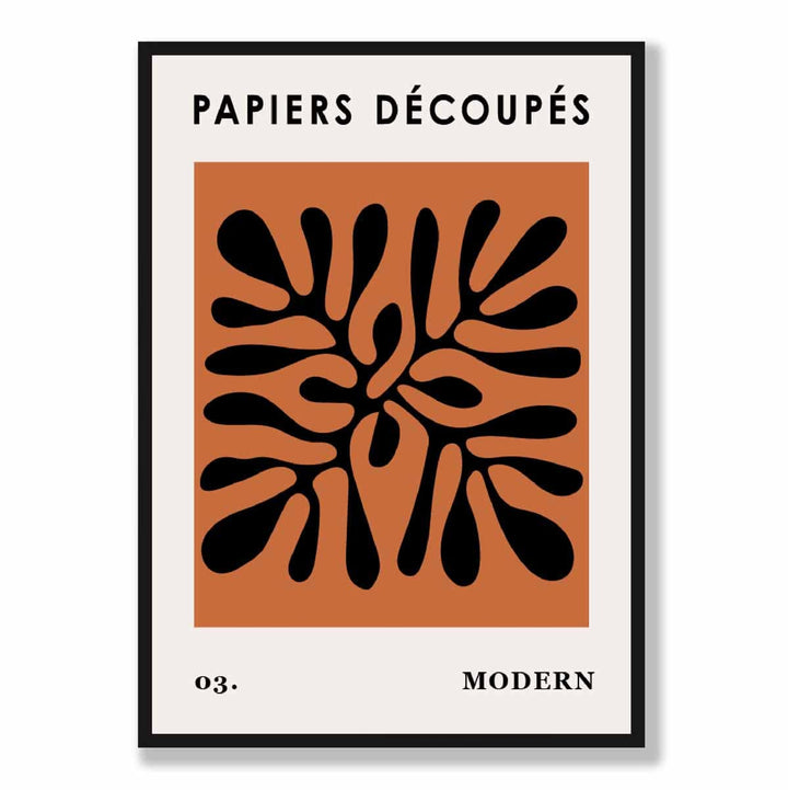Abstract Floral Poster in Dark Orange and Black No. 3 | Bowlift