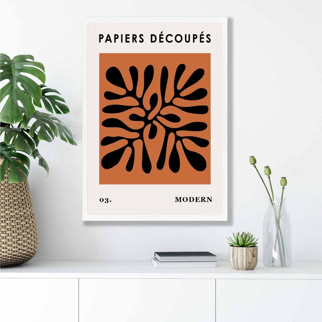 Abstract Floral Poster in Dark Orange and Black No. 3 | Bowlift