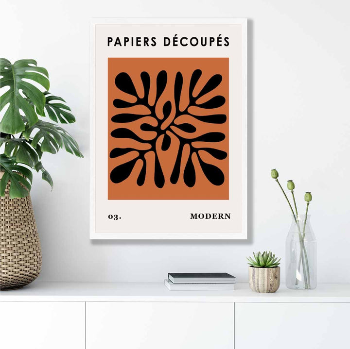 Abstract Floral Poster in Dark Orange and Black No. 3 | Bowlift