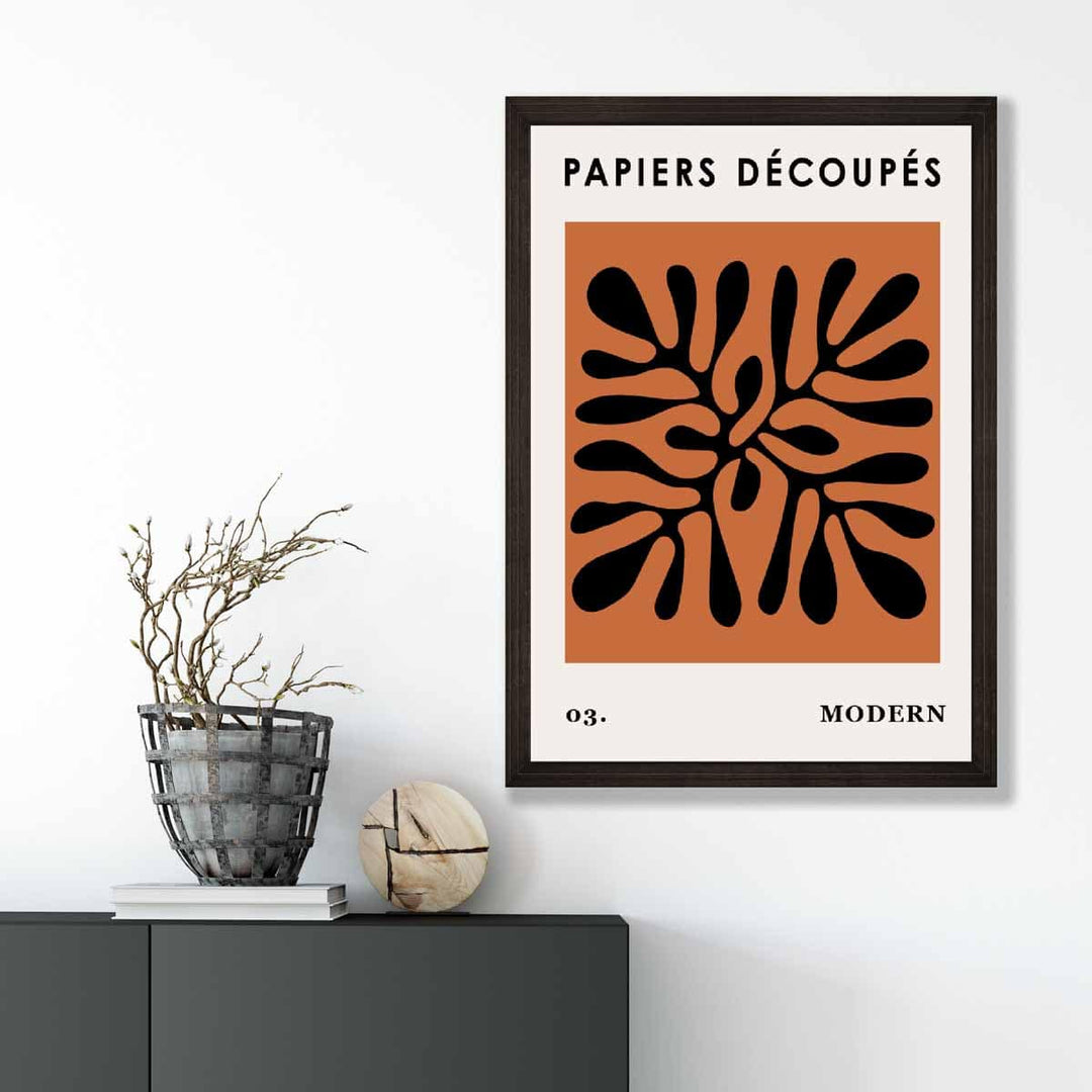 Abstract Floral Poster in Dark Orange and Black No. 3 | Bowlift