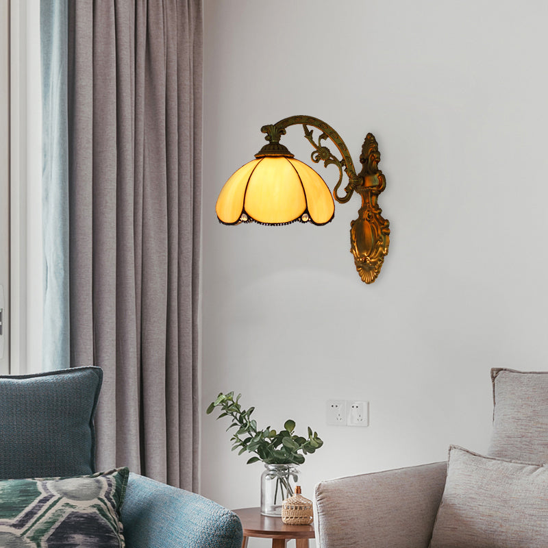 BowLift | Vintage Dome Wall Lamp Lighting Colored Glass 1 Light Wall Mount Light in Yellow/Blue