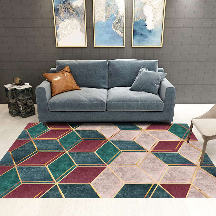 BowLift | Nordic Abstract Botanical Carpet Multicolor Synthetic Carpet Non-slip Machine washable Pet friendly Area rug for Living room