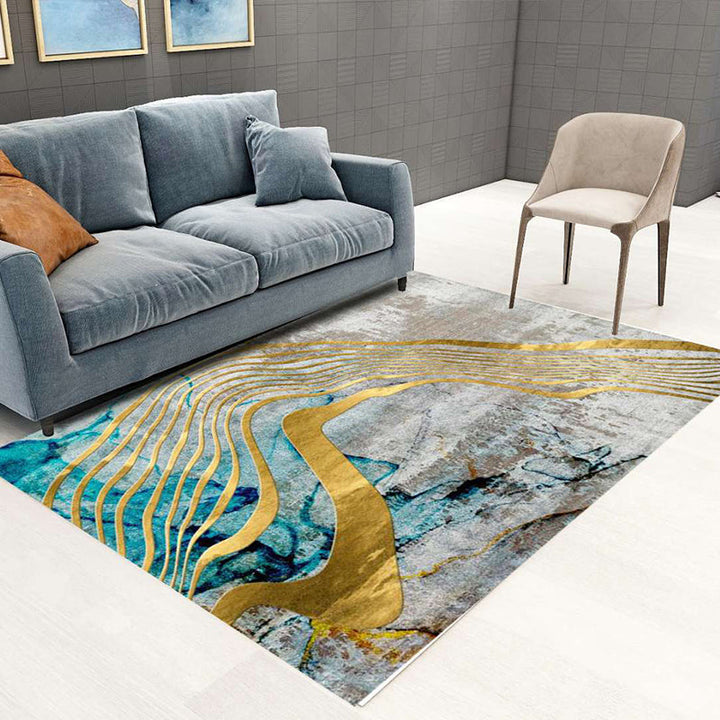 BowLift | Nordic Abstract Botanical Carpet Multicolor Synthetic Carpet Non-slip Machine washable Pet friendly Area rug for Living room