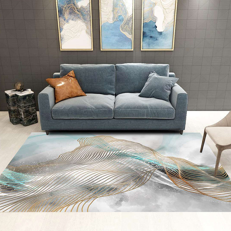 BowLift | Nordic Abstract Botanical Carpet Multicolor Synthetic Carpet Non-slip Machine washable Pet friendly Area rug for Living room