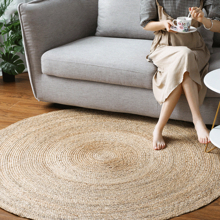 BowLift | Multi-Color Living Room Rug Rustic Solid Color Carpet Natural Jute Pet Friendly Washable Non-Slip Mat Rug