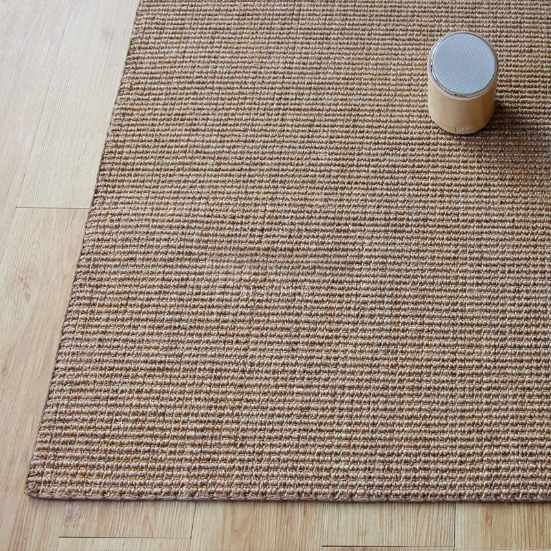 BowLift | Lodge Home Rug Light Brown Solid Color Rug Sisal Woven Pet Friendly Machine Washable Non-Slip Rug