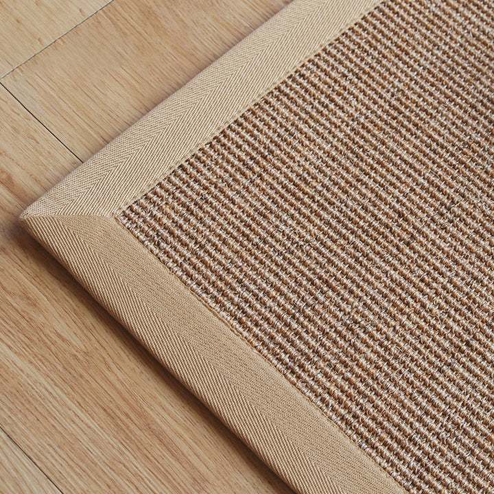 BowLift | Beige Rustic Carpet Sisal Solid Color Carpet Washable Non-Slip Pet-Friendly Carpet for Bedroom