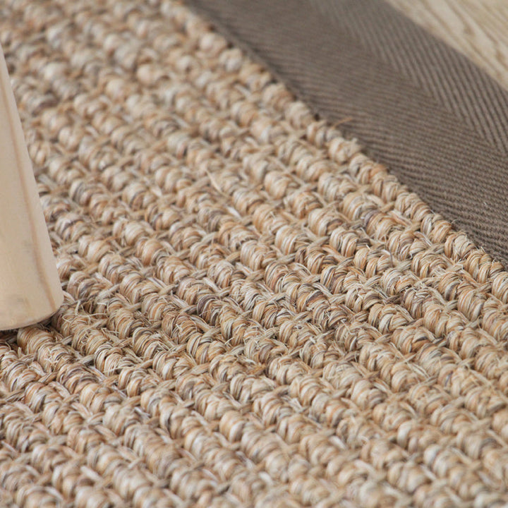 BowLift | Premium Solid Area Rug Light Brown Wooden Style Carpet Sisal Non-Slip Pet-Friendly Machine Washable Rug for Home