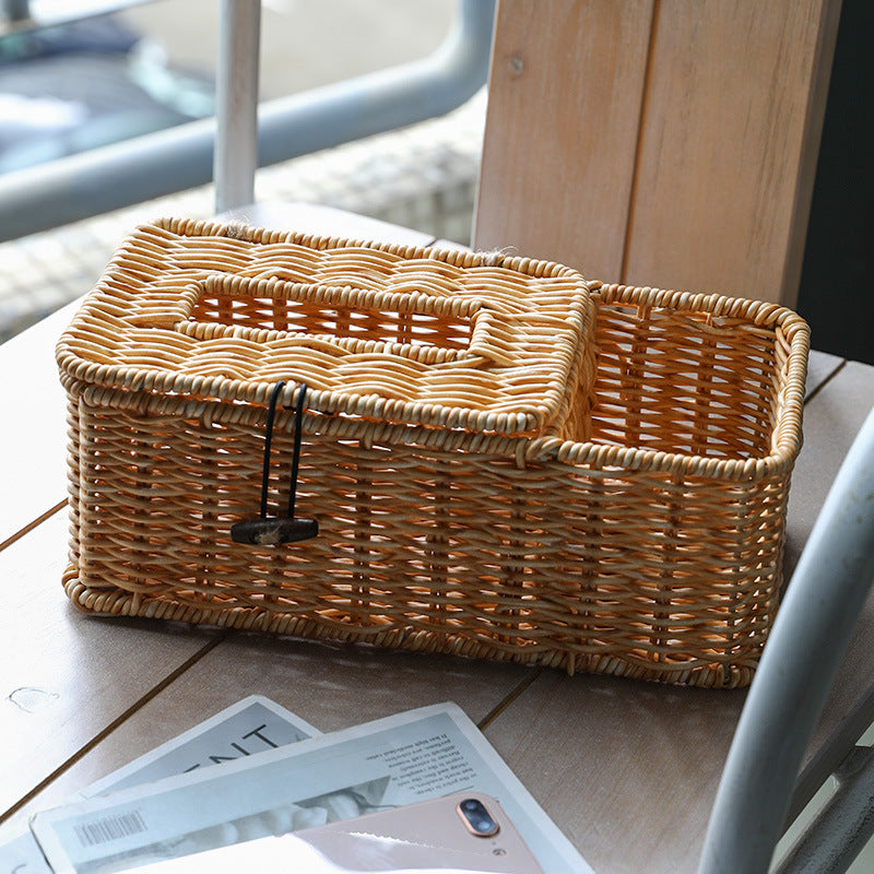 Handmade Wicker Storage Box with Lid Bowlift