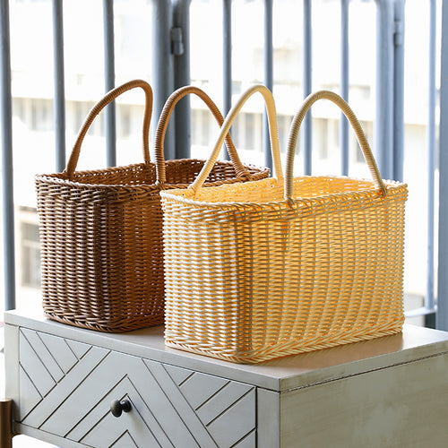 Unisex Handwoven Shopping Basket with Two Handles Bowlift