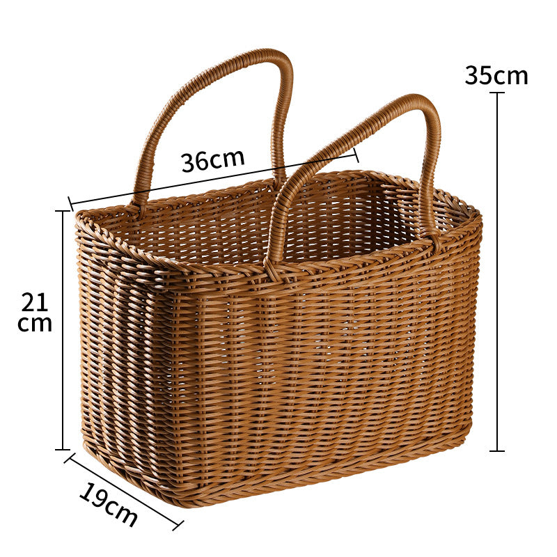 Unisex Handwoven Shopping Basket with Two Handles Bowlift