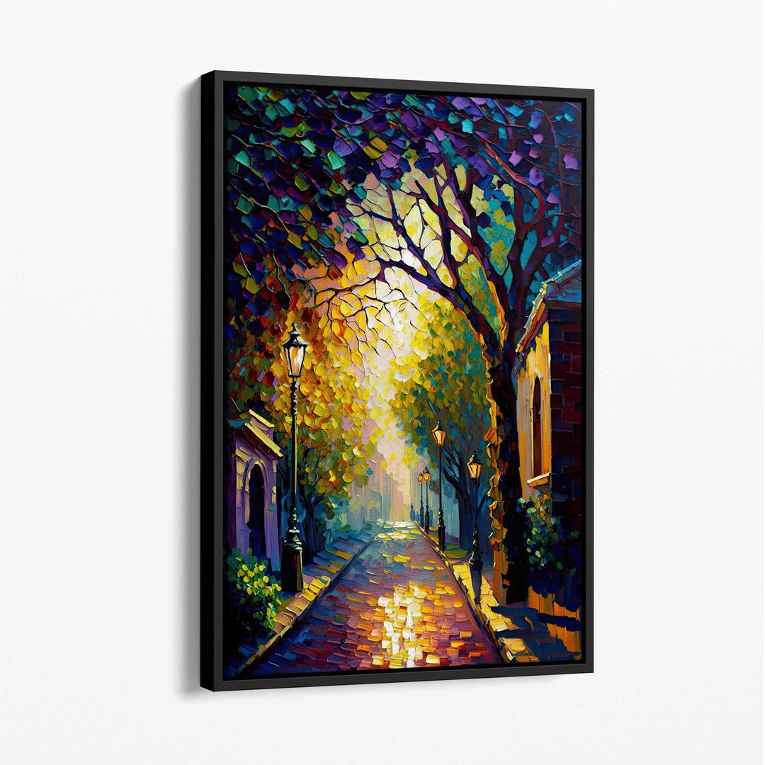 Autumn Twilight Street Palette Knife Painting Canvas Print No. 1 | Bowlift