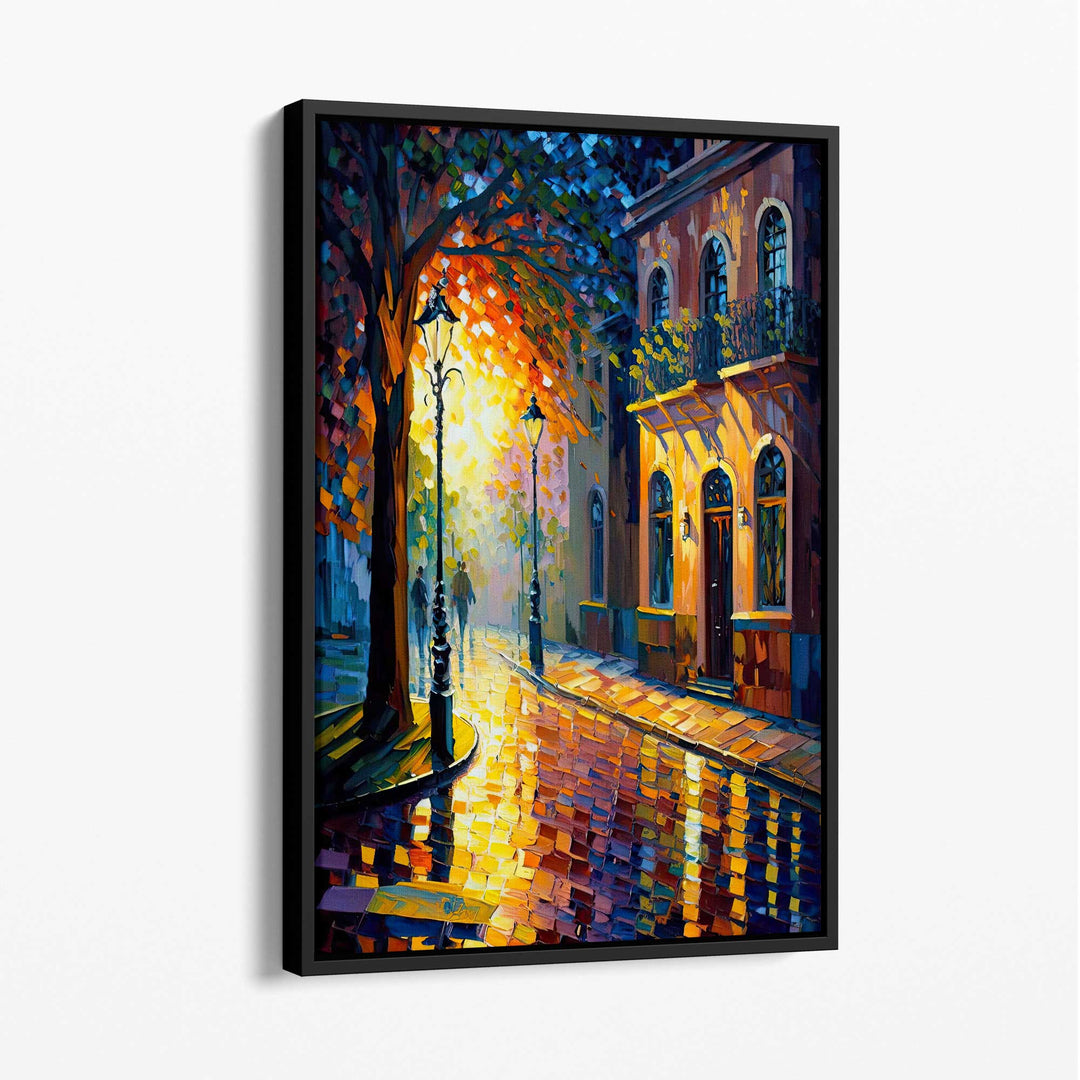 Autumn Dawn Street Palette Knife Painting Canvas Print No. 2 | Bowlift