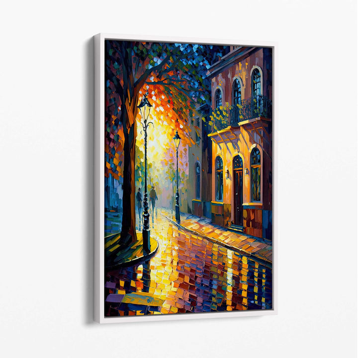 Autumn Dawn Street Palette Knife Painting Canvas Print No. 2 | Bowlift